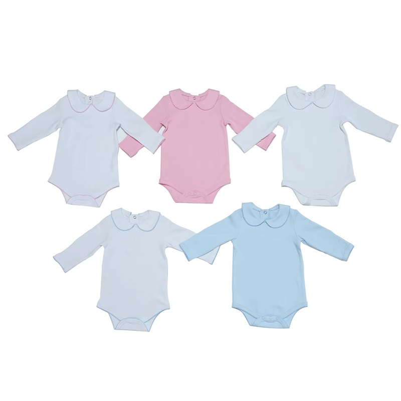 Baby Tøj Brugerdefineret Picot Trim Baby Onesie