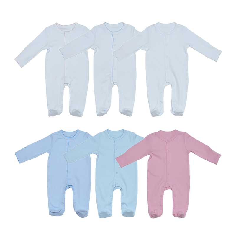 Picot Trim Nyfødt Kom hjem Outfits Babyer Onesie Romper Sæt