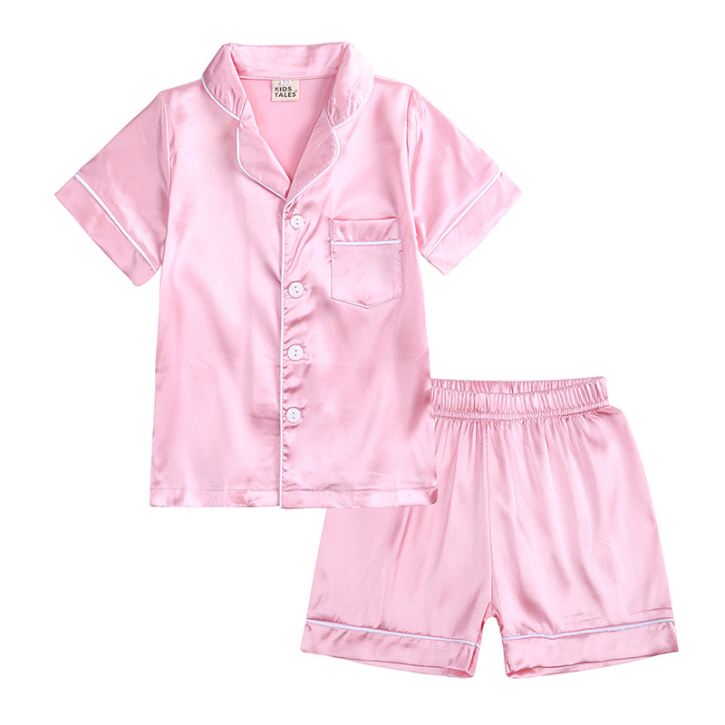 Blød Satin Børn’ Korte ærmer og shorts pyjamas sæt